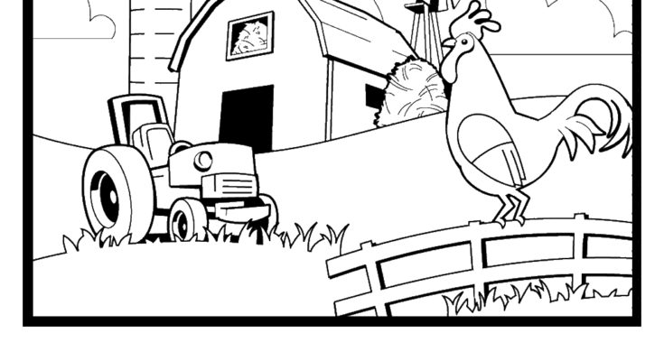 735x400 Animal Coloring Coloring Page Farm Animal Scenery Coloring Pages