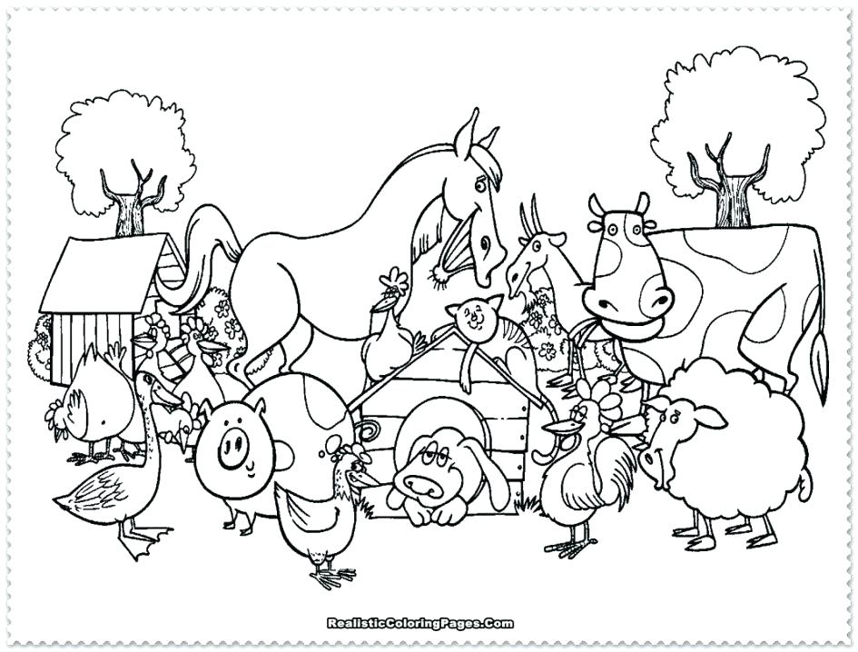 945x718 Farm Scene Coloring Page