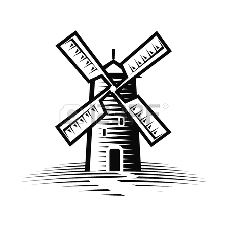 450x450 Mill, Windmill Logo Or Label. Flour, Bakery Icon. Vector