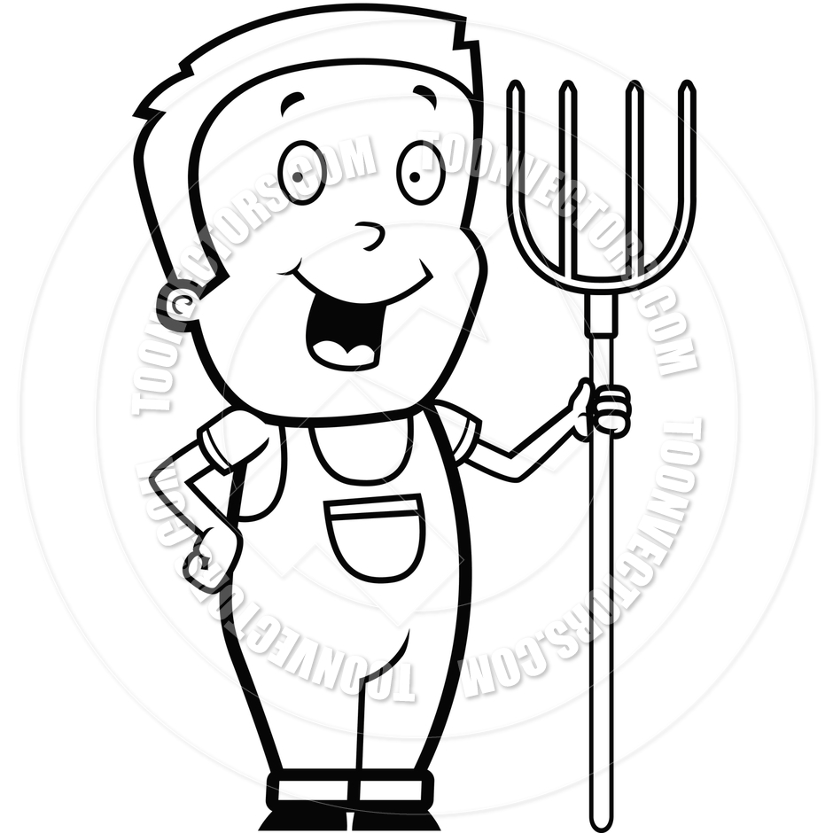 940x940 Child Farmer (Black And White Line Art) By Cory Thoman Toon