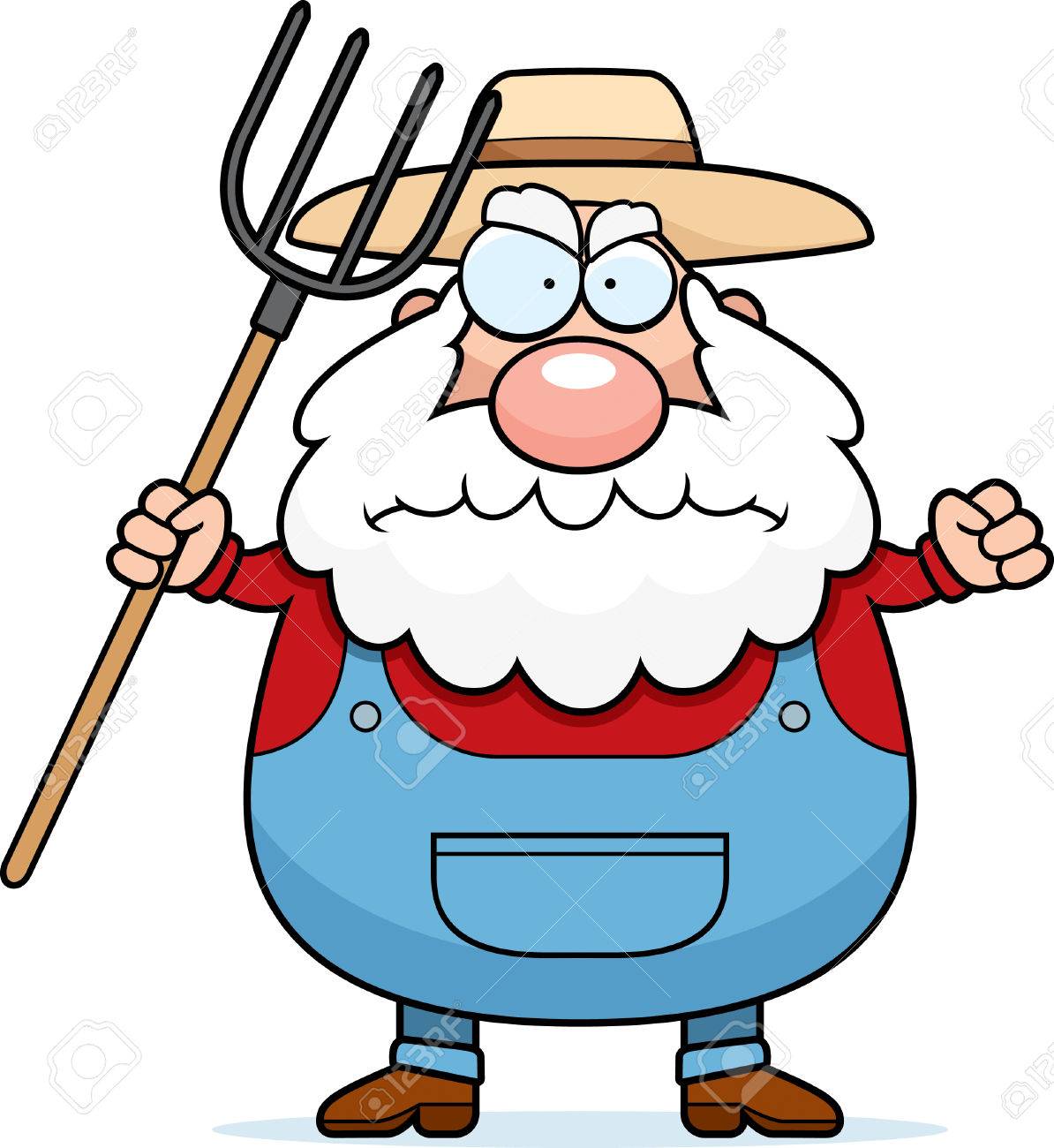 1194x1300 A Cartoon Farmer With An Angry Expression. Royalty Free Cliparts