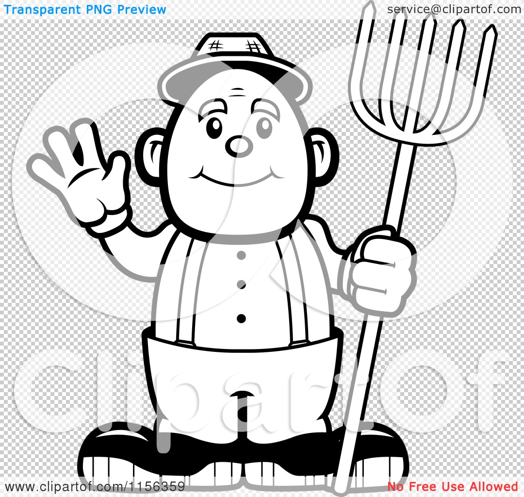 1080x1024 Cartoon Clipart Of A Black And White Farmer Waving