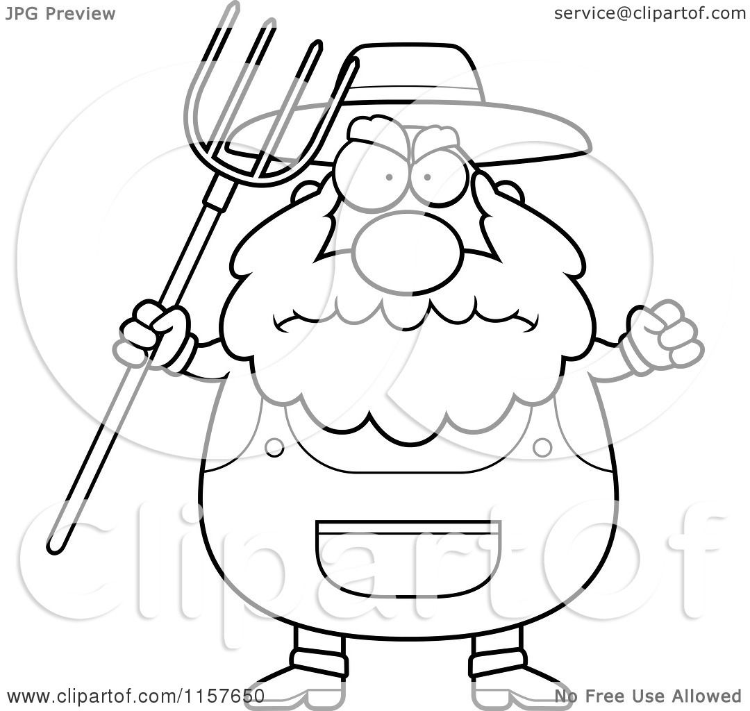 1080x1024 Cartoon Clipart Of Blacknd White Plump Farmer Waving
