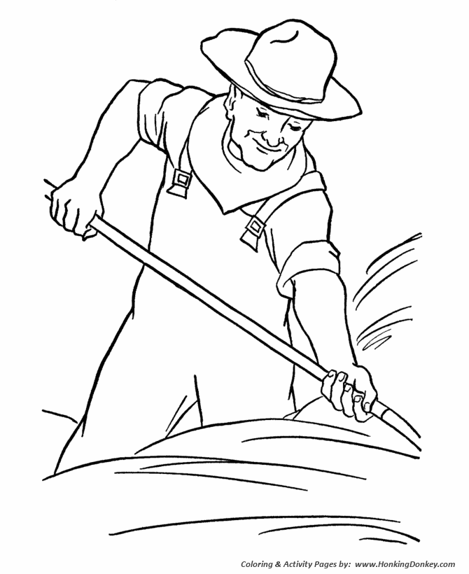 670x820 Farm Work And Chores Coloring Pages Farmer Working The Hay