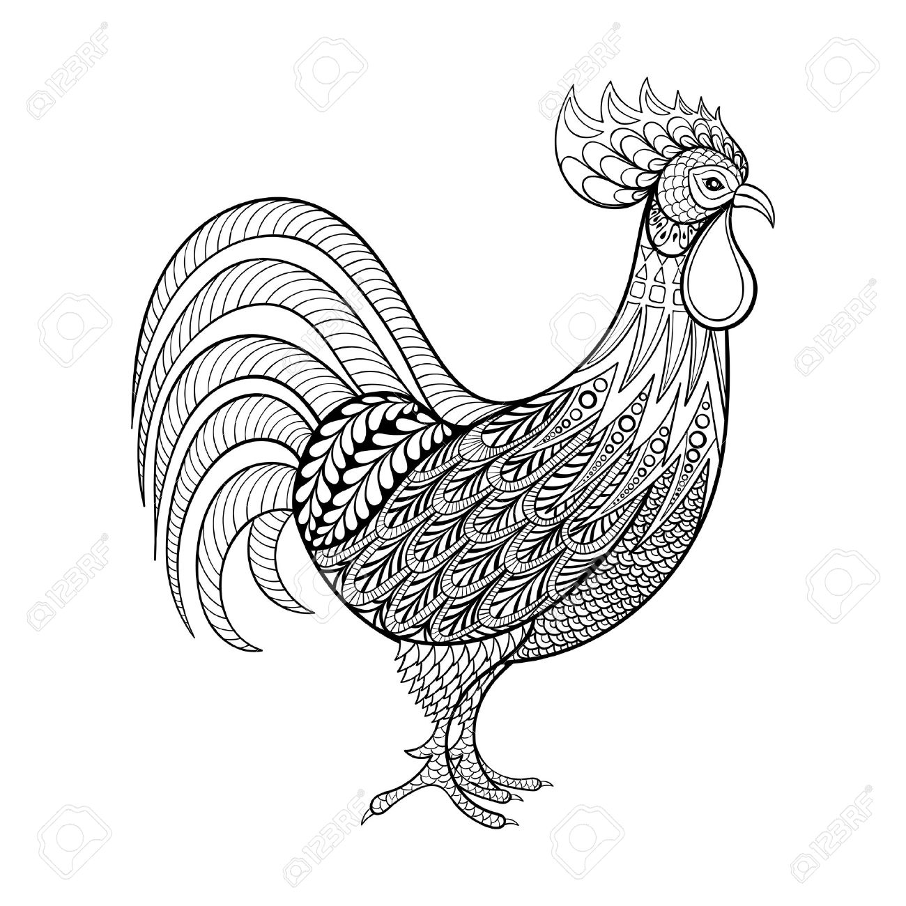 1300x1300 Rooster, Chicken, Domestic Farmer Bird For Coloring Pages