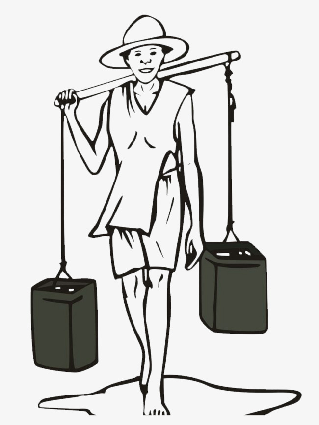 650x864 Cartoon Illustration Of Black And White Farmers Carrying Water