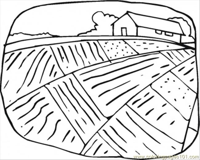 650x519 Farmhouse And The Field Coloring Page