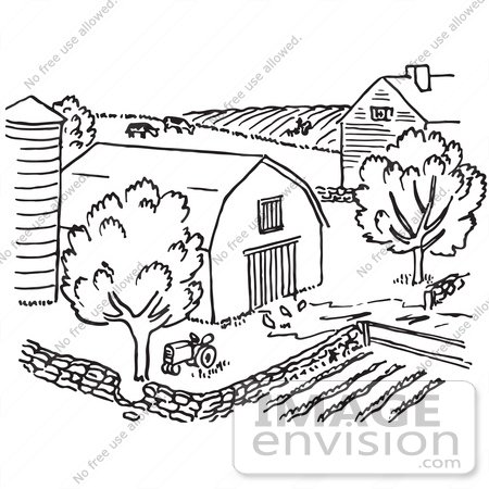450x450 Farmhouse Clipart Black And White