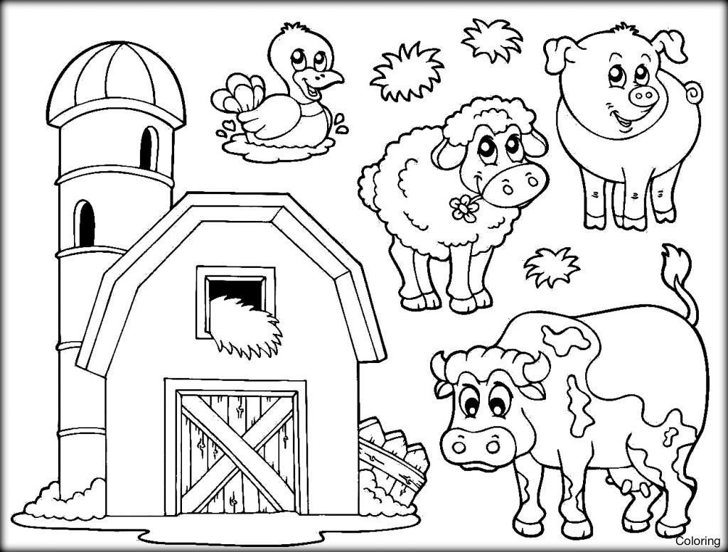 1024x777 To Print Farm Animal Coloring Sheets 26 In With Animals Pages Draw