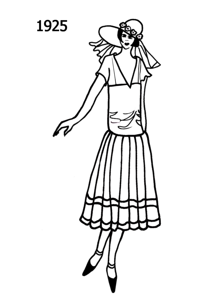 700x1000 Costume History Silhouettes 1924 1925 Free Line Drawings