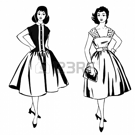 449x450 Stylish Fashion Dressed Girls 1950 S 1960 S Style Retro Fashion