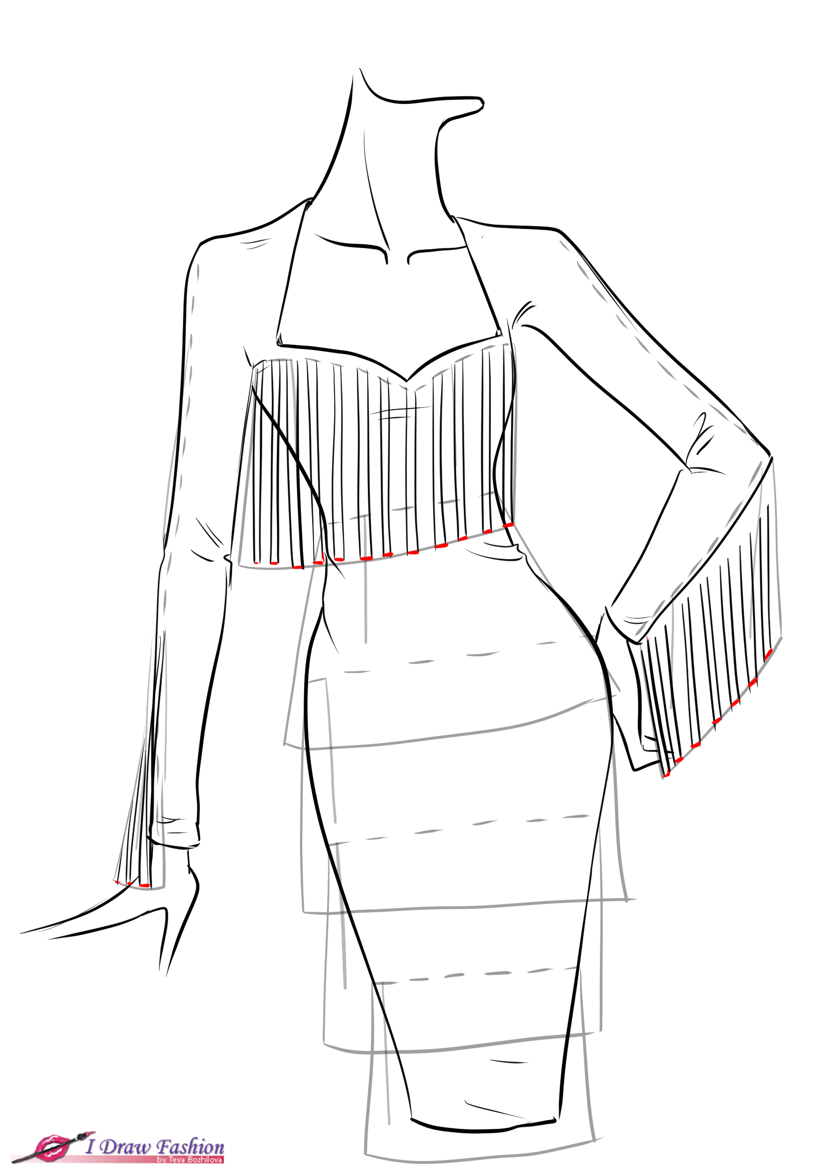 1654x2339 How To Draw Fringe Dress I Draw Fashion