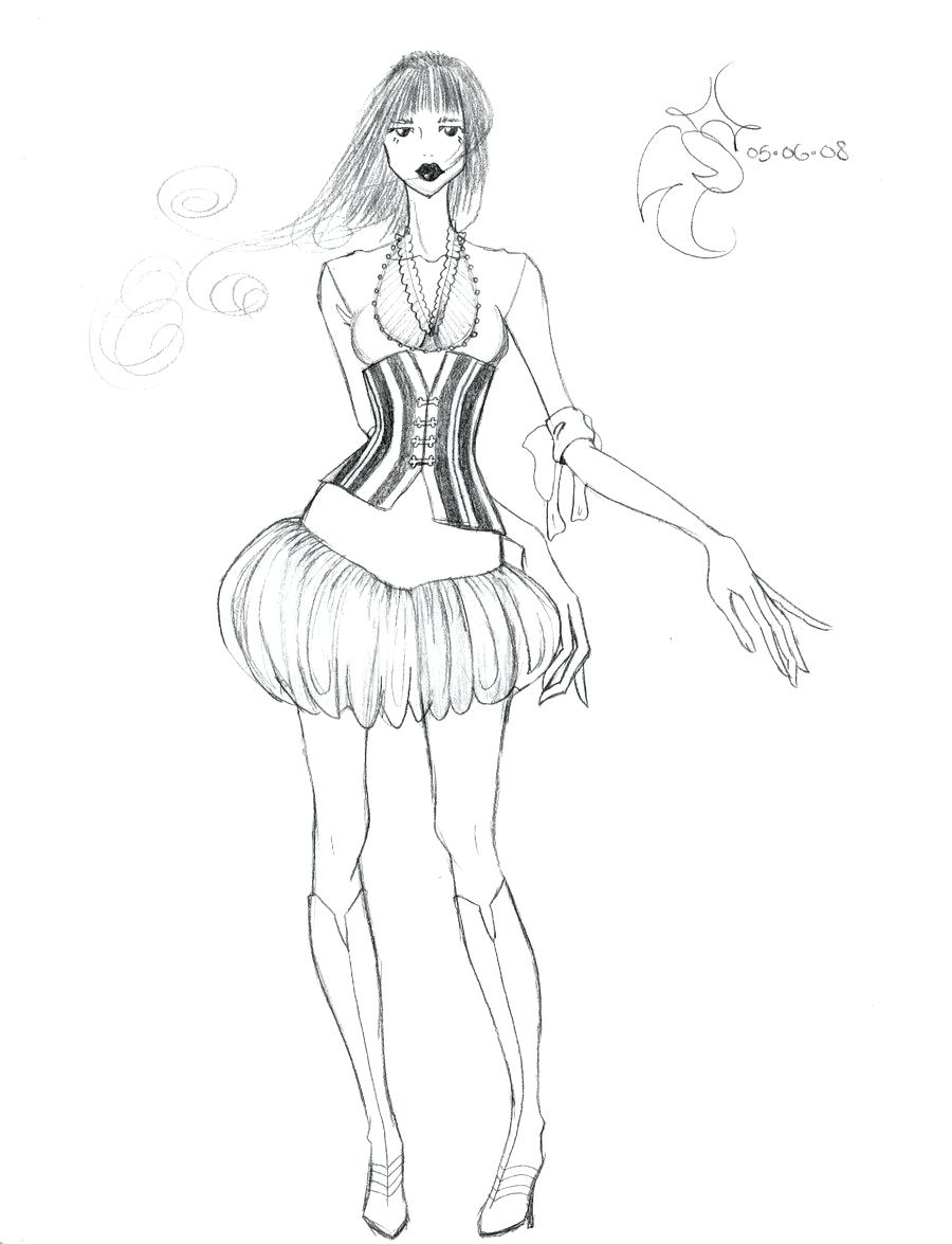 900x1175 Fashion Design Model Sketch Template