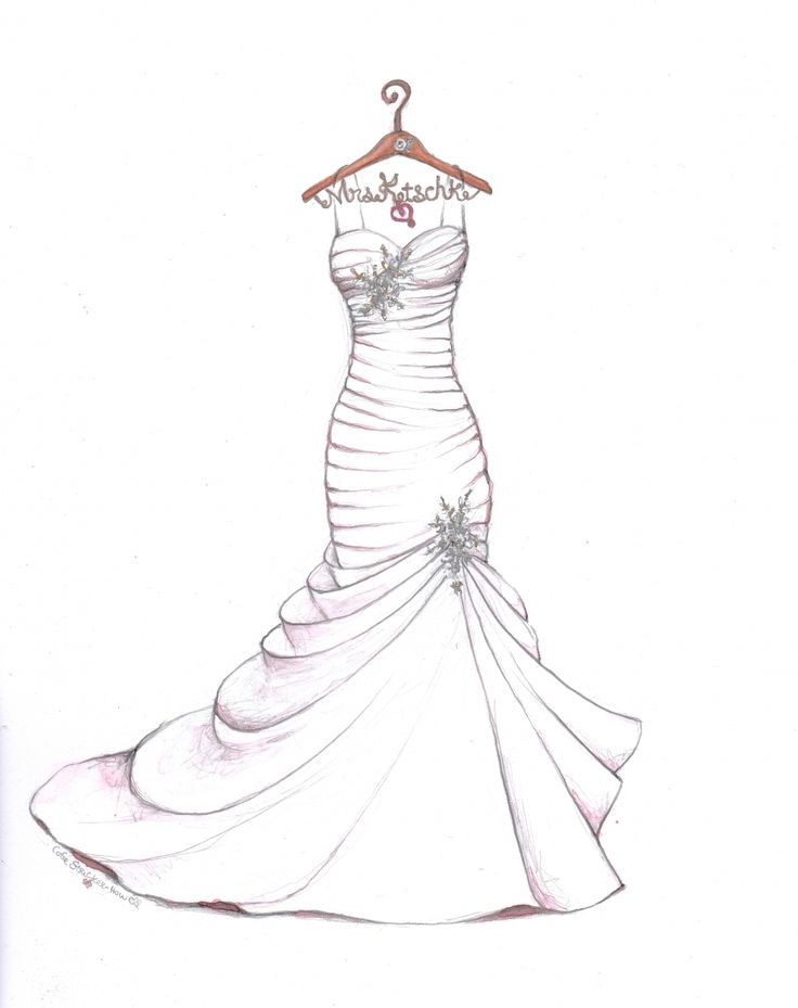 736x929 Drawn Wedding Dress Sketch
