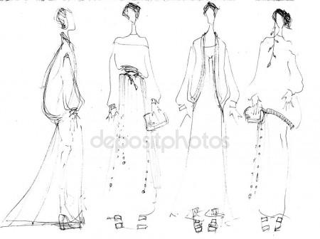 450x336 Sketch. Fashion Girl. Hand Drawn Fashion Model Stock Vector