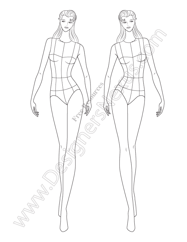 612x792 Female Fashion Croquis Free Download Shows Fashion Figure In