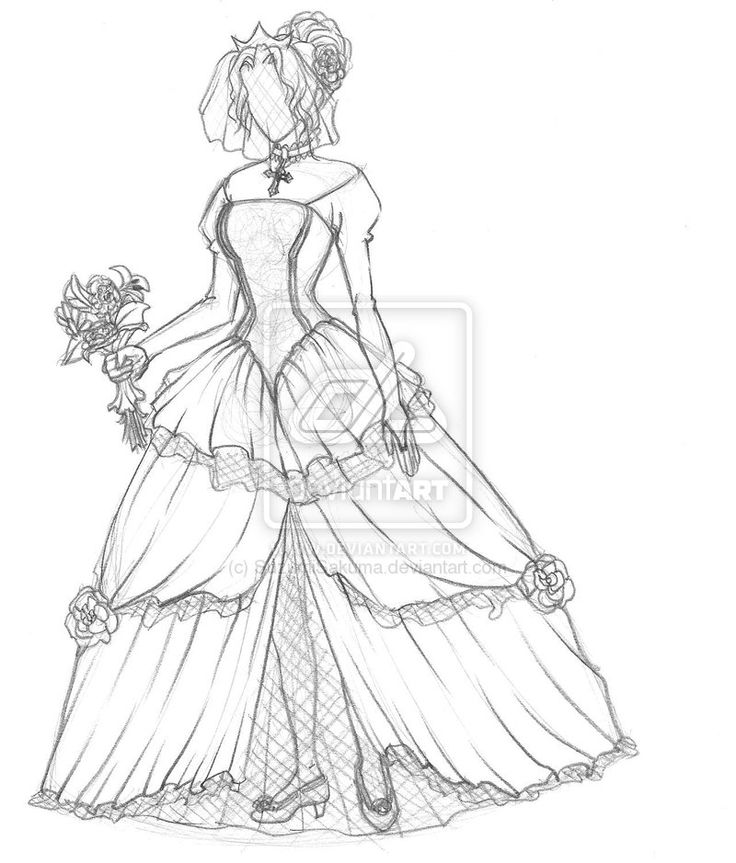736x863 Drawn Wedding Dress Anime