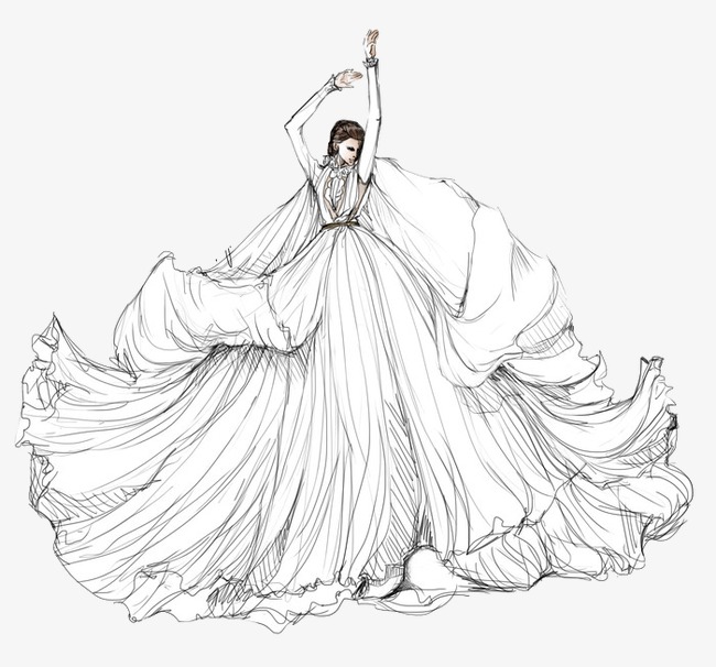 650x606 Hand Painted Wedding Dress Model Illustration, Hand Painted Dress