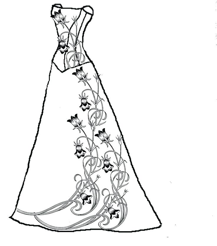 736x833 Coloring Page Dress Drawn Wedding Dress Coloring Page Pencil
