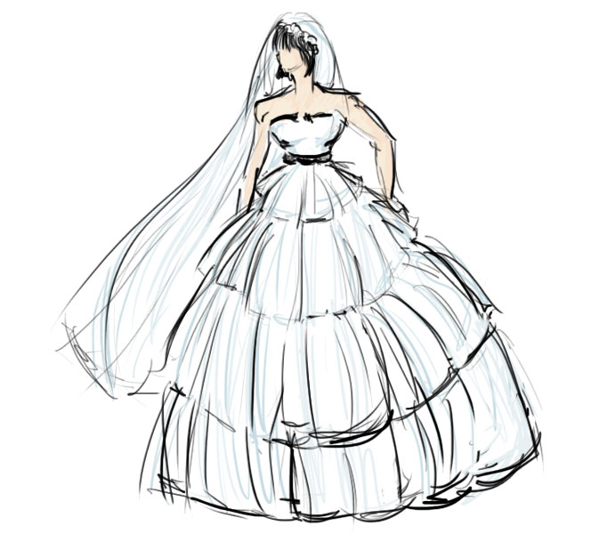 673x600 How To Draw A Wedding Dress Fashion Belief