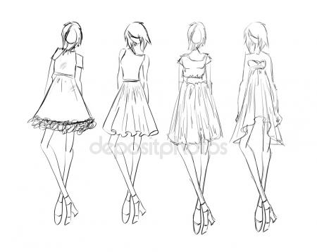 450x358 Technical Vector Woman Figure Static And In Movement For Fashion