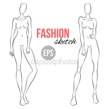 450x450 Women Figure Sketch Different Poses Template Drawing Stylist