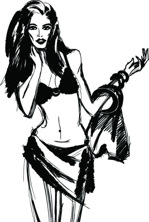 500x744 Hand Drawing Girl Design Vector Graphic 01