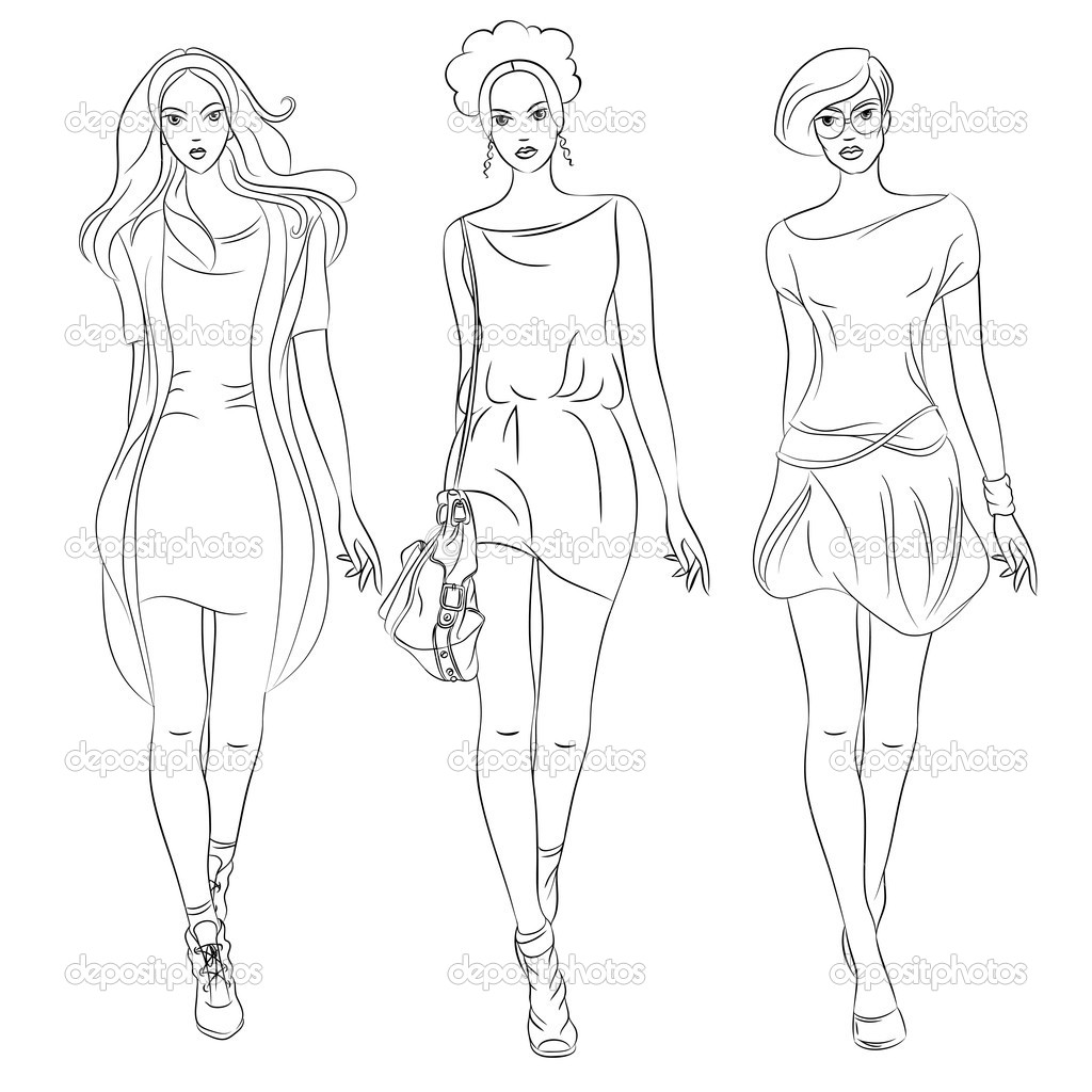 1024x1024 Fashion Model Coloring Pages