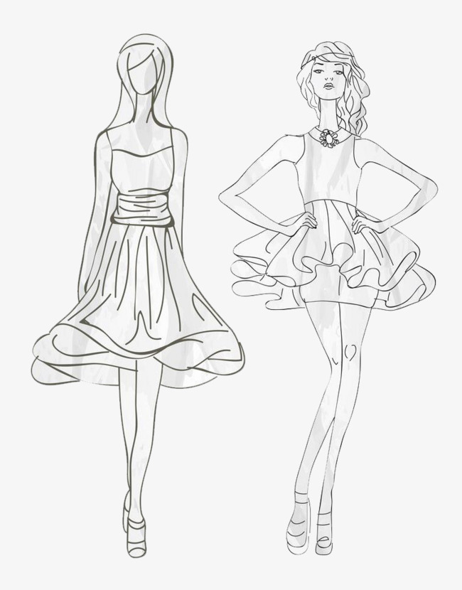 650x830 Line Dress Model, Line Drawing, Line Dress Painting, Fashion