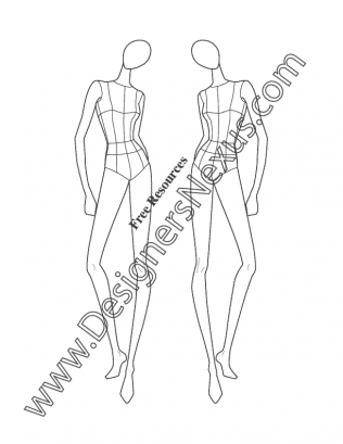 316x409 Female Fashion Model Figure Template V28 Three Quarter Front Pose