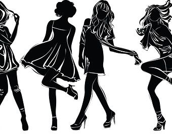 340x270 Fashion Model Clipart Black And White