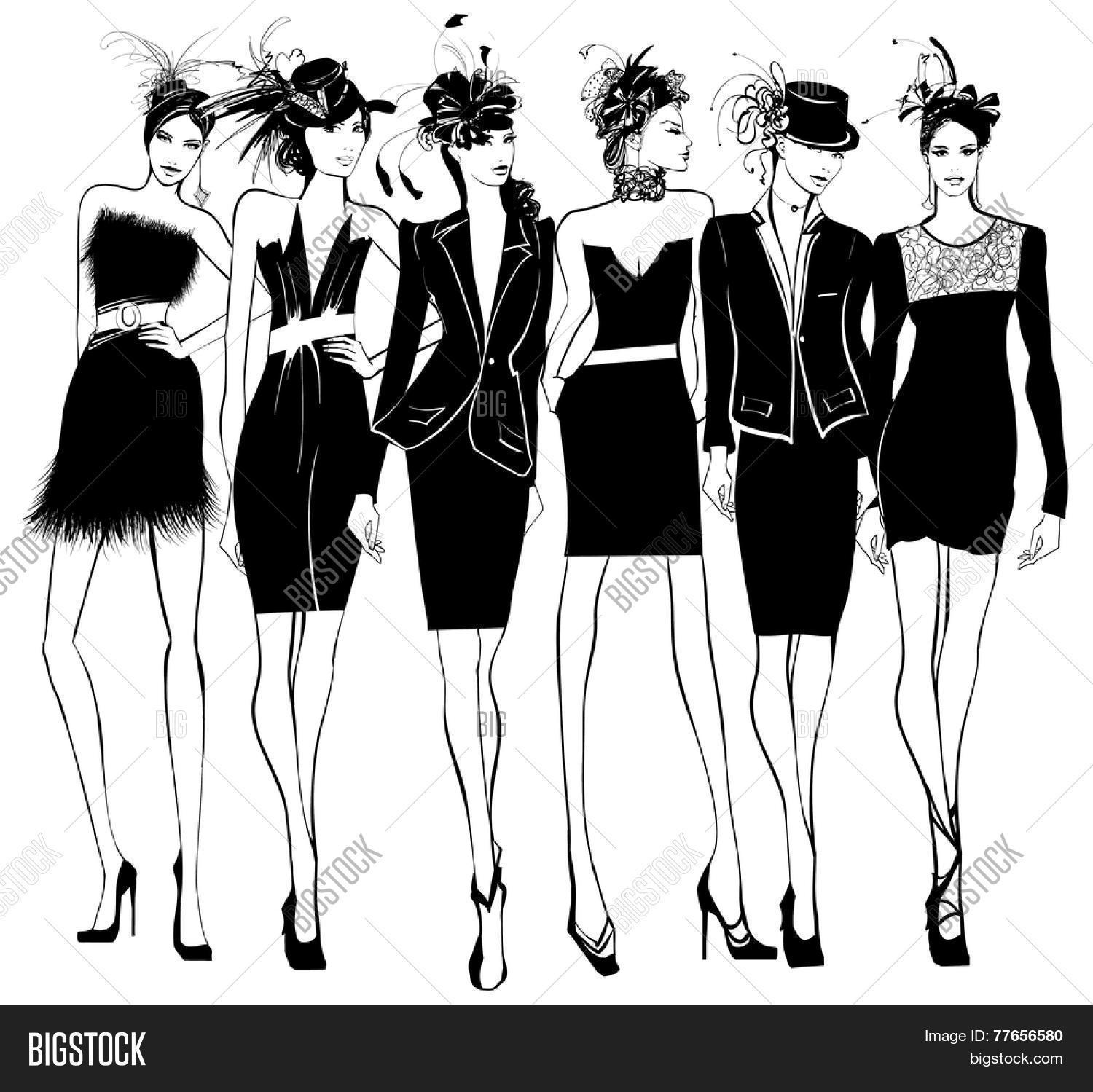 1500x1499 Women Fashion Models Black Dress Vector Amp Photo Bigstock