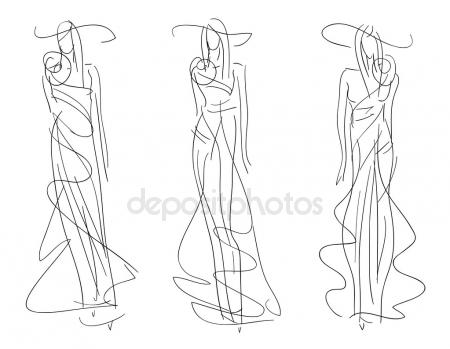 450x349 Sketch Fashion Poses Stock Vector Anetkata