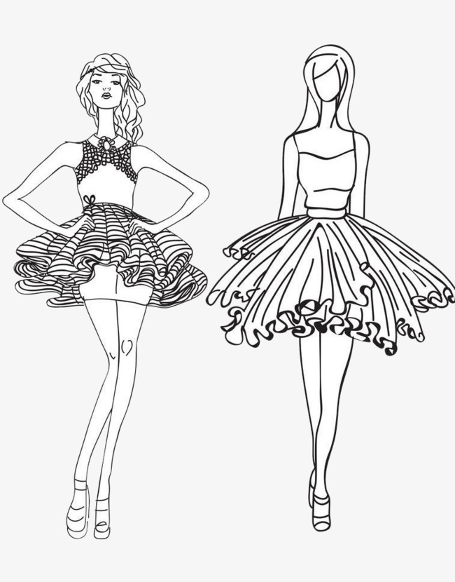 650x830 Line Female Model, Line Drawing, Female Model, Fashion Show Png