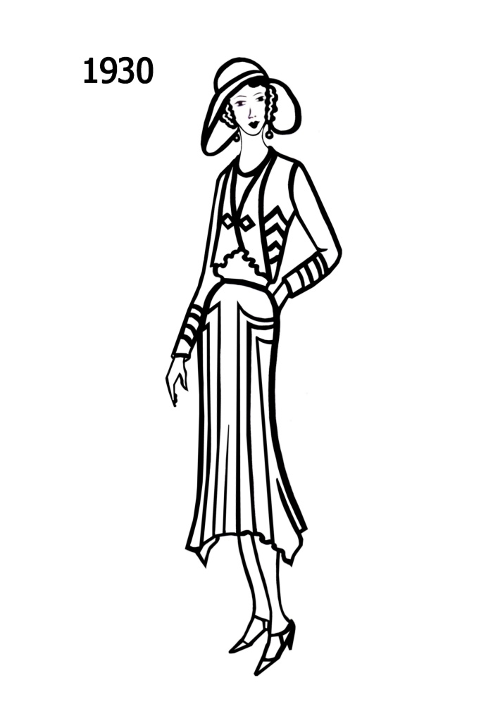700x1000 Costume Silhouettes 1930 1932 Free Line Drawings