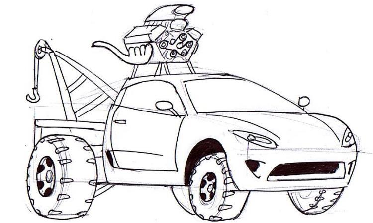 750x450 Drawn Truck Sports Car