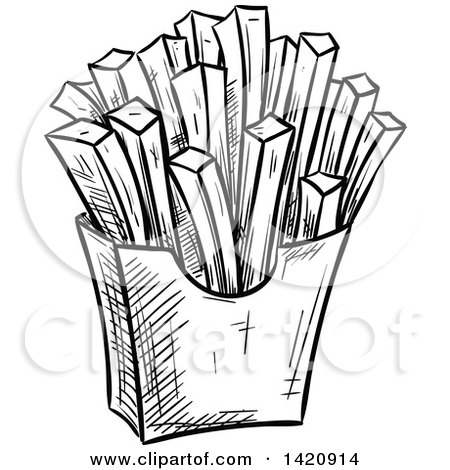 450x470 Fast Food Clipart A Black And White Sketched Container