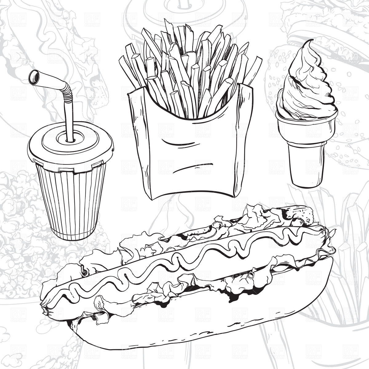 1200x1200 Fast Food Set Royalty Free Vector Clip Art Image