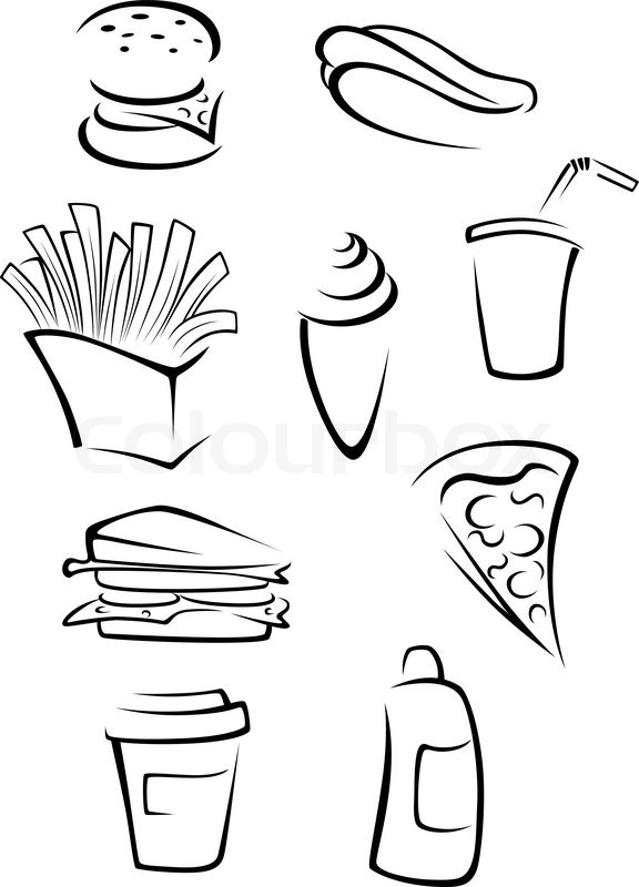 576x800 Fast Food Elements Stock Vector Colourbox