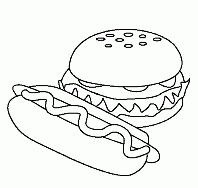 650x616 Draw Fast Food Hot Dog With Sauce Nice Coloring Pages For Kids