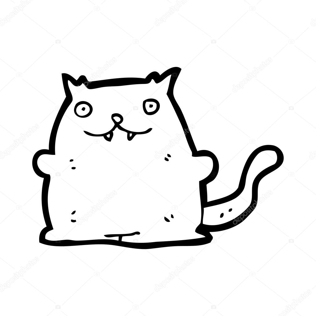 1024x1024 Fat Cat With Fangs Cartoon Stock Vector Lineartestpilot