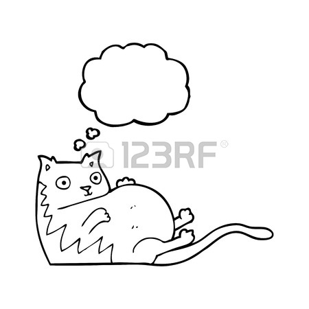 450x450 Freehand Drawn Thought Bubble Textured Cartoon Fat Cat Royalty
