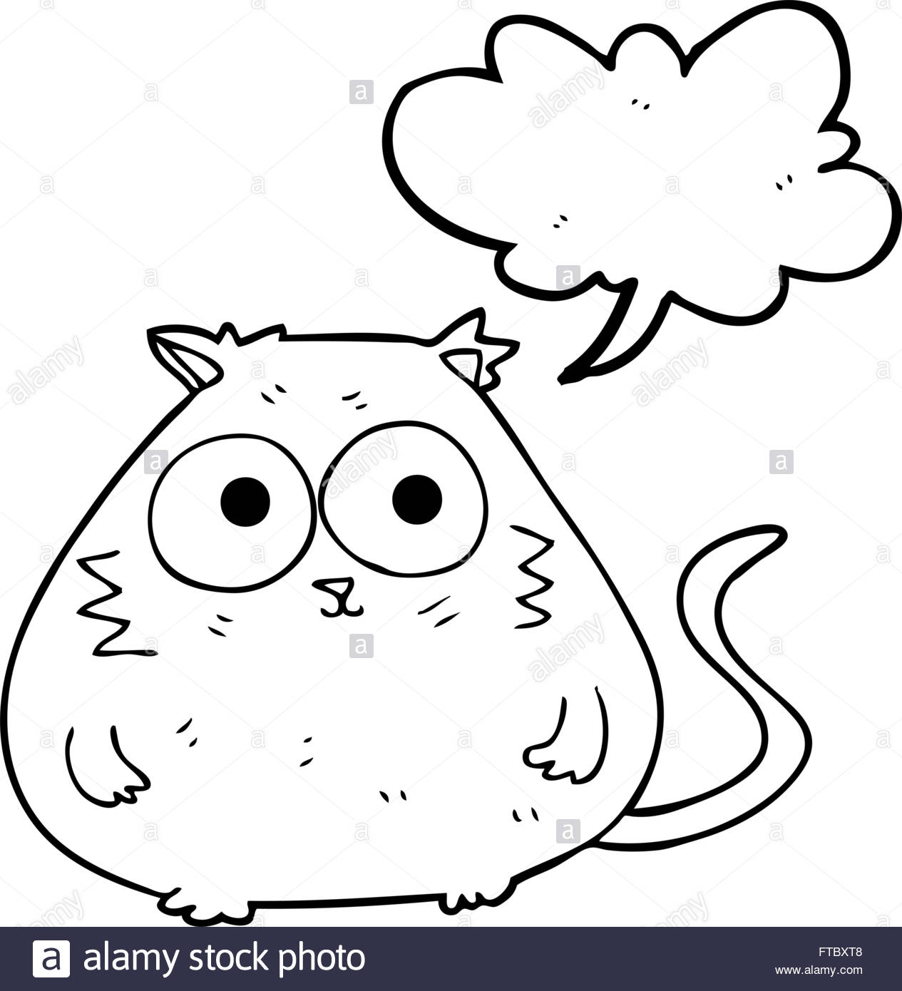 1265x1390 Freehand Drawn Speech Bubble Cartoon Fat Cat Stock Vector Art