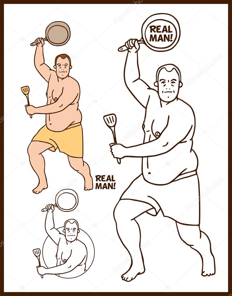 804x1024 Logo Fat Naked Chef Set Stock Vector Alien Zagrebelna