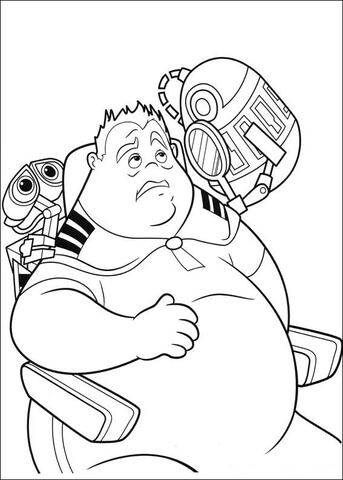 343x480 Wall E And Fat Guy Coloring Page Free Printable Coloring Pages