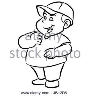 300x320 Cartoon Character Cheerful Chubby Man. Cool. Vector Illustration