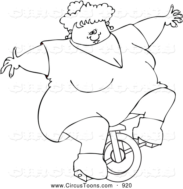600x620 Circus Clipart Of A Coloring Page Outlined Circus Freak Fat Lady