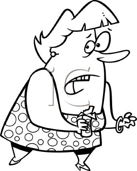 281x350 Black And White Cartoon Of A Fat Lady Cheating On Her Diet