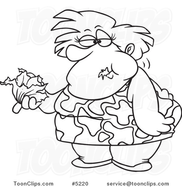581x600 Cartoon Black And White Line Drawing Of A Fat Lady Eating A Head