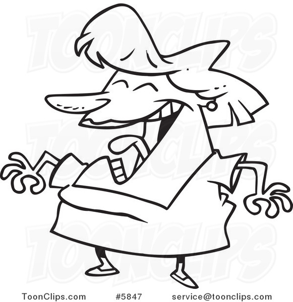 581x600 Cartoon Black And White Line Drawing Of A Fat Lady Laughing